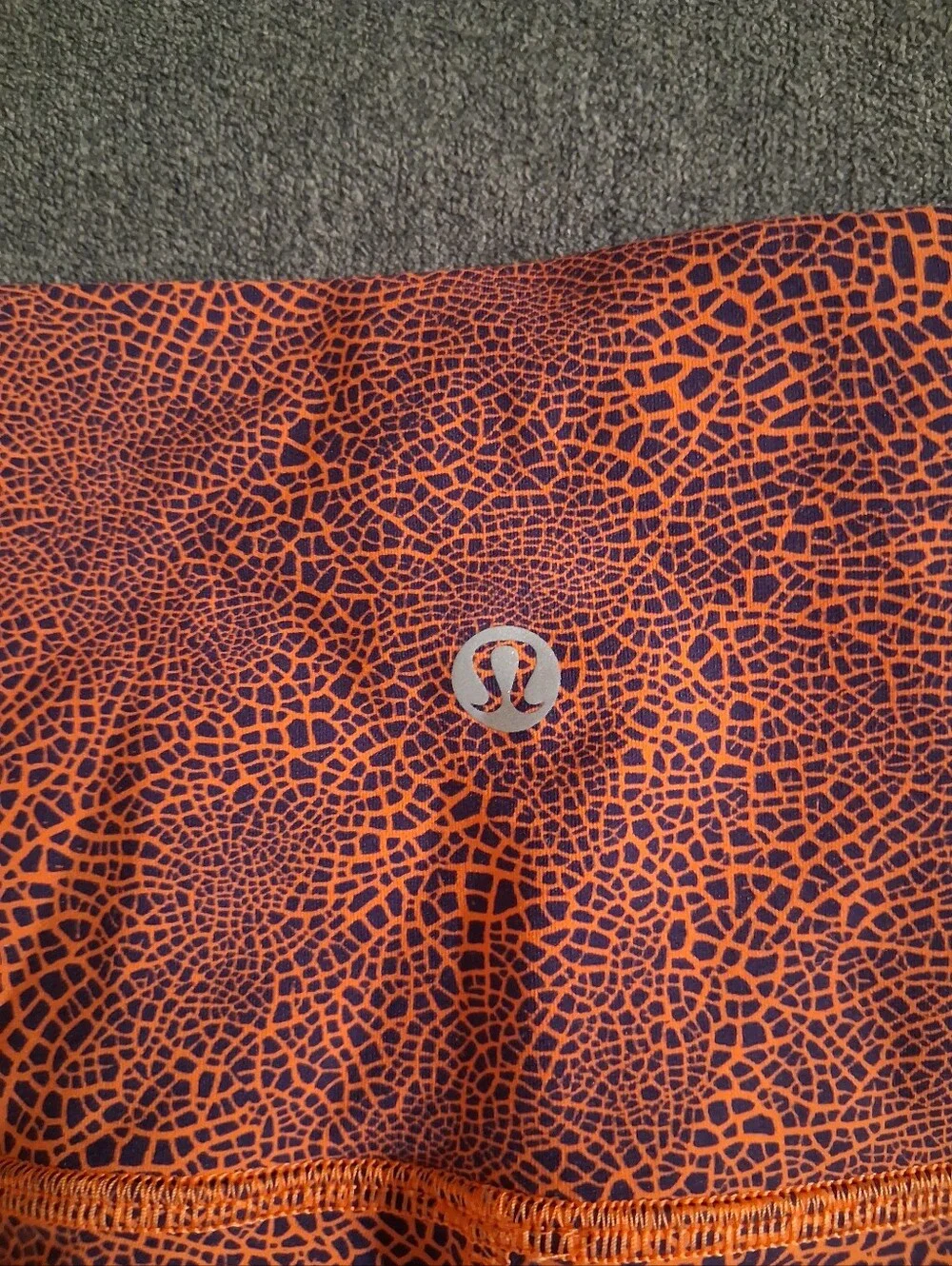 lululemon athletica Orange Crackle-Print High-Rise Bike Shorts